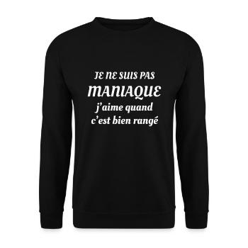 JE NE SUIS PAS MANIAQUE - Sweat-shirt Unisexe - noir - Devant - Alina (178cm) & Michal (187cm)