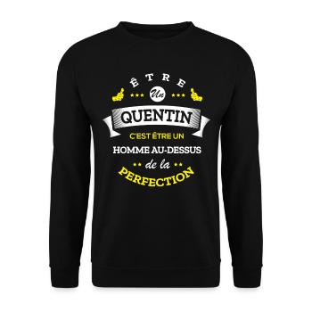 QUENTIN PARFAIT - NOM QUENTIN - Sweat-shirt Unisexe - noir - Devant - Alina (178cm) & Michal (187cm)
