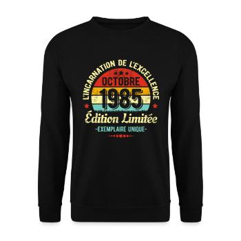 MILLÉSIME OCTOBRE 1985 ÉDITION LIMITÉE - Sweat-shirt Unisexe - noir - Devant - Alina (178cm) & Michal (187cm)