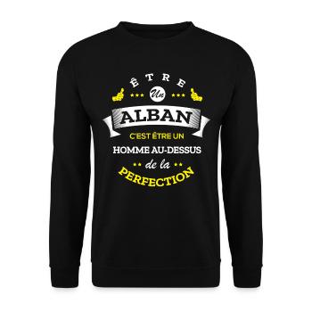 ALBAN PARFAIT - NOM ALBAN - Sweat-shirt Unisexe - noir - Devant - Alina (178cm) & Michal (187cm)