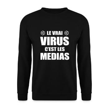LE VRAI VIRUS C'EST LES MÉDIAS - Sweat-shirt Unisexe - noir - Devant - Alina (178cm) & Michal (187cm)
