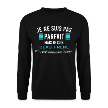 je ne suis pas parfait BEAU FRERE - Sweat-shirt Unisexe - noir - Devant - Alina (178cm) & Michal (187cm)