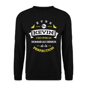 KEVIN PARFAIT - NOM KEVIN - Sweat-shirt Unisexe - noir - Devant - Alina (178cm) & Michal (187cm)