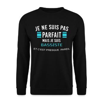 je ne suis pas parfait BASSISTE - Sweat-shirt Unisexe - noir - Devant - Alina (178cm) & Michal (187cm)