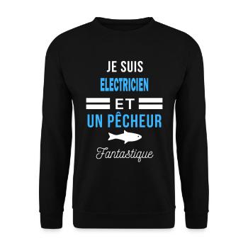 je suis pêcheur Fantastique ELECTRICIEN citation - Sweat-shirt Unisexe - noir - Devant - Alina (178cm) & Michal (187cm)