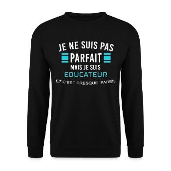 je ne suis pas parfait EDUCATEUR - Sweat-shirt Unisexe - noir - Devant - Alina (178cm) & Michal (187cm)