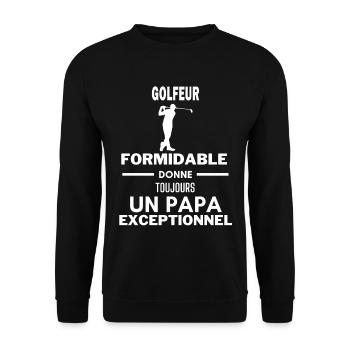 formidable papa exceptionnel humour golfeur - Sweat-shirt Unisexe - noir - Devant - Alina (178cm) & Michal (187cm)