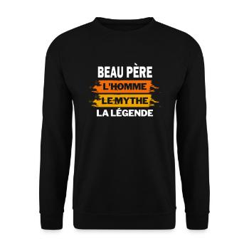 l homme le mythe la légende Beau père - Sweat-shirt Unisexe - noir - Devant - Alina (178cm) & Michal (187cm)