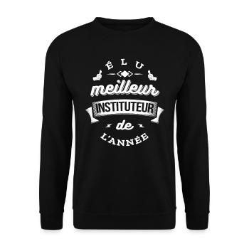 ÉLU MEILLEUR INSTITUTEUR DE L'ANNÉE - Sweat-shirt Unisexe - noir - Devant - Alina (178cm) & Michal (187cm)