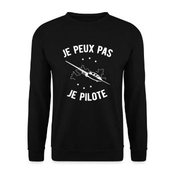 JE PEUX PAS JE PILOTE - Sweat-shirt Unisexe - noir - Devant - Alina (178cm) & Michal (187cm)