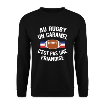 AU RUGBY UN CARAMEL C'EST PAS UNE FRIANDISE - Sweat-shirt Unisexe - noir - Devant - Alina (178cm) & Michal (187cm)