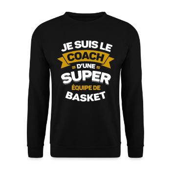 COACH D'UNE SUPER ÉQUIPE DE BASKET - Sweat-shirt Unisexe - noir - Devant - Alina (178cm) & Michal (187cm)