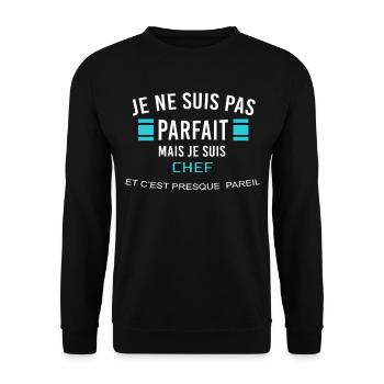 je ne suis pas parfait CHEF - Sweat-shirt Unisexe - noir - Devant - Alina (178cm) & Michal (187cm)