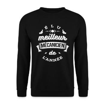 ÉLU MEILLEUR MÉCANICIEN DE L'ANNÉE - Sweat-shirt Unisexe - noir - Devant - Alina (178cm) & Michal (187cm)