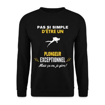 pas si simple un exceptionnel Plongeur citation - Sweat-shirt Unisexe - noir - Devant - Alina (178cm) & Michal (187cm)