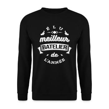 ÉLU MEILLEUR BATELIER DE L'ANNÉE - Sweat-shirt Unisexe - noir - Devant - Alina (178cm) & Michal (187cm)