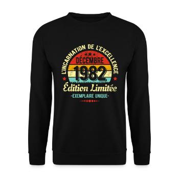 MILLÉSIME DÉCEMBRE 1982 ÉDITION LIMITÉE - Sweat-shirt Unisexe - noir - Devant - Alina (178cm) & Michal (187cm)