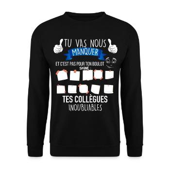 Départ collègue humour entreprise post it - Sweat-shirt Unisexe - noir - Devant - Alina (178cm) & Michal (187cm)