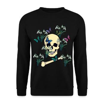 Schmetterlinge Falter Tod Ende Jenseits sterben - Unisex Pullover - Schwarz - Vorne - Alina (178cm) & Michal (187cm)