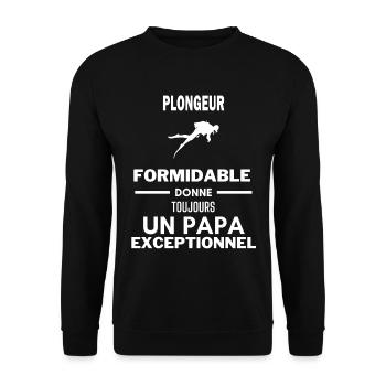 formidable papa exceptionnel humour Plongeur - Sweat-shirt Unisexe - noir - Devant - Alina (178cm) & Michal (187cm)