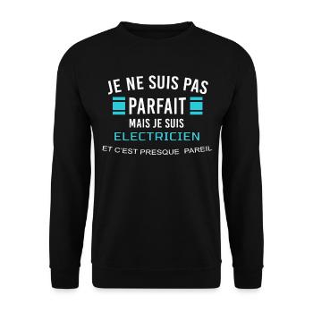 je ne suis pas parfait ELECTRICIEN - Sweat-shirt Unisexe - noir - Devant - Alina (178cm) & Michal (187cm)