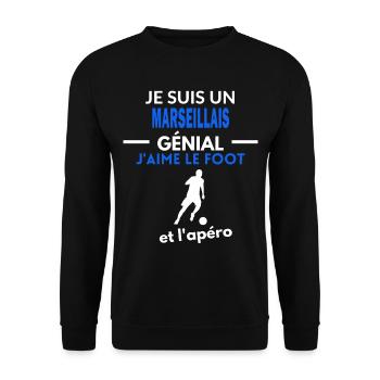 génial foot phrase drôle apéro MARSEILLAIS - Sweat-shirt Unisexe - noir - Devant - Alina (178cm) & Michal (187cm)