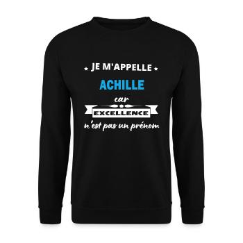 Je m appelle excellence Achille - Sweat-shirt Unisexe - noir - Devant - Alina (178cm) & Michal (187cm)