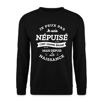 JE PEUX PAS JE SUIS NÉPUISÉ HUMOUR FATIGUE - Sweat-shirt Unisexe - noir - Devant - Alina (178cm) & Michal (187cm)