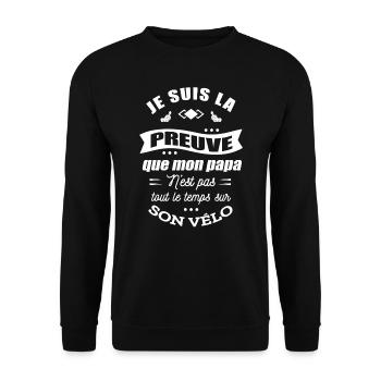 PREUVE ENFANT PAPA VÉLO - PAPA CYCLISTE - Sweat-shirt Unisexe - noir - Devant - Alina (178cm) & Michal (187cm)