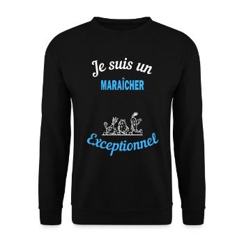 Je suis un Exceptionnel MARAÎCHER - Sweat-shirt Unisexe - noir - Devant - Alina (178cm) & Michal (187cm)