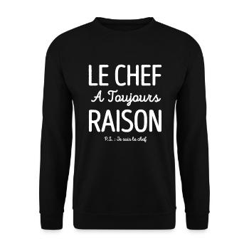 LE CHEF A TOUJOURS RAISON - Sweat-shirt Unisexe - noir - Devant - Alina (178cm) & Michal (187cm)