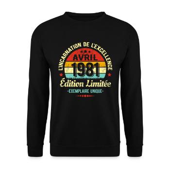 MILLÉSIME AVRIL 1981 ÉDITION LIMITÉE - Sweat-shirt Unisexe - noir - Devant - Alina (178cm) & Michal (187cm)