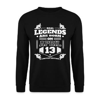 TRUE LEGENDS WERE BORN ON APRIL 13 - Unisex Sweatshirt - black - Front - Alina (178cm) & Michal (187cm)