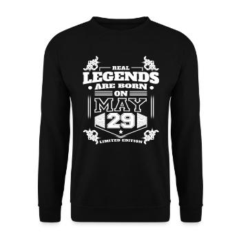 TRUE LEGENDS WERE BORN ON MAY 29 - Unisex Sweatshirt - black - Front - Alina (178cm) & Michal (187cm)