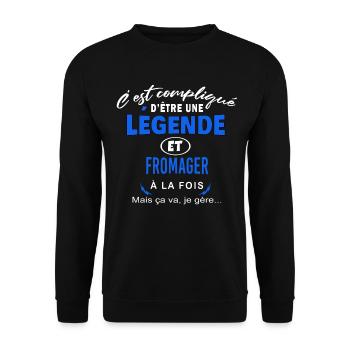 humour Légende et FROMAGER cadeau - Sweat-shirt Unisexe - noir - Devant - Alina (178cm) & Michal (187cm)