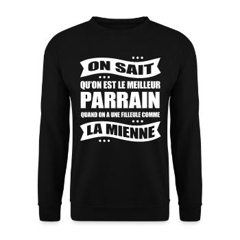 MEILLEUR PARRAIN AVEC UNE FILLEULE COMME LA MIENNE - Sweat-shirt Unisexe - noir - Devant - Alina (178cm) & Michal (187cm)