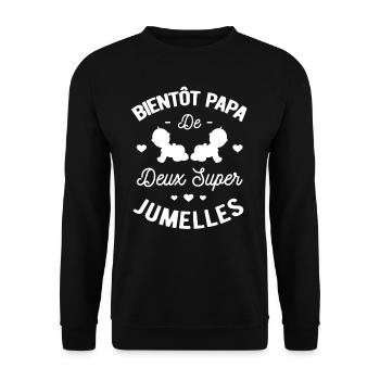 BIENTÔT PAPA DE DEUX SUPER JUMELLES - FUTUR PAPA - Sweat-shirt Unisexe - noir - Devant - Alina (178cm) & Michal (187cm)
