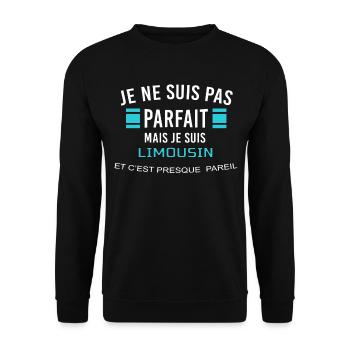 je ne suis pas parfait LIMOUSIN - Sweat-shirt Unisexe - noir - Devant - Alina (178cm) & Michal (187cm)