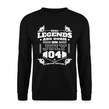 THE TRUE LEGENDS WERE BORN ON JULY 04 - Unisex Sweatshirt - black - Front - Alina (178cm) & Michal (187cm)
