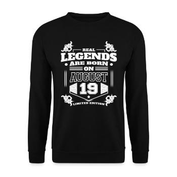 TRUE LEGENDS WERE BORN ON AUGUST 19 - Unisex Sweatshirt - black - Front - Alina (178cm) & Michal (187cm)