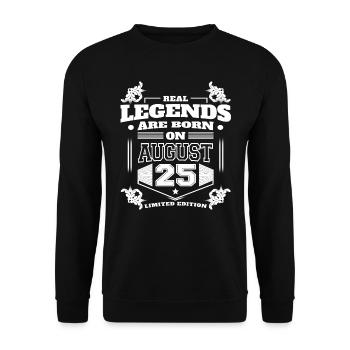 TRUE LEGENDS WERE BORN ON AUGUST 25 - Unisex Sweatshirt - black - Front - Alina (178cm) & Michal (187cm)