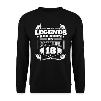 THE TRUE LEGENDS WERE BORN ON OCTOBER 18 - Unisex Sweatshirt - black - Front - Alina (178cm) & Michal (187cm)