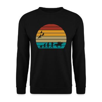 Retro Vintage Sonnenuntergang Evolution COWBOYS - Unisex Pullover - Schwarz - Vorne - Alina (178cm) & Michal (187cm)