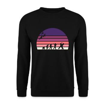 Retro Vintage Sonnenuntergang Evolution DANCE - Unisex Pullover - Schwarz - Vorne - Alina (178cm) & Michal (187cm)