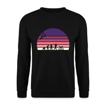 retro vintage sunset évolution NATATION - Sweat-shirt Unisexe - noir - Devant - Alina (178cm) & Michal (187cm)