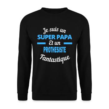 SUPER PAPA Fantastique PROTHESISTE - Sweat-shirt Unisexe - noir - Devant - Alina (178cm) & Michal (187cm)