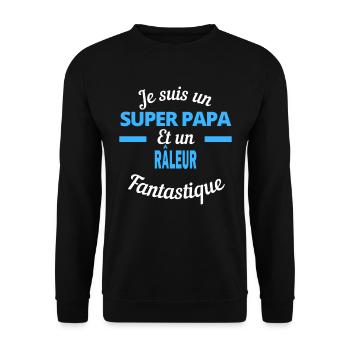SUPER PAPA Fantastique RÂLEUR - Sweat-shirt Unisexe - noir - Devant - Alina (178cm) & Michal (187cm)