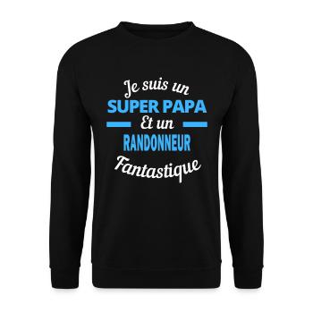 SUPER PAPA Fantastique RANDONNEUR - Sweat-shirt Unisexe - noir - Devant - Alina (178cm) & Michal (187cm)
