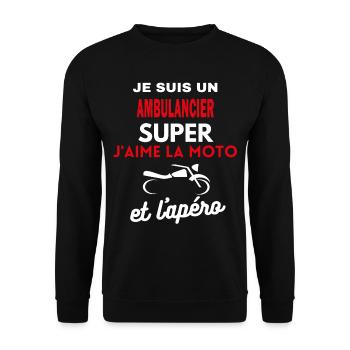 moto phrase drôle apéro AMBULANCIER citation - Sweat-shirt Unisexe - noir - Devant - Alina (178cm) & Michal (187cm)