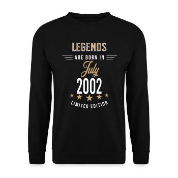 Legends werden im Juli 2002 geboren - Unisex Pullover - Schwarz - Vorne - Alina (178cm) & Michal (187cm)